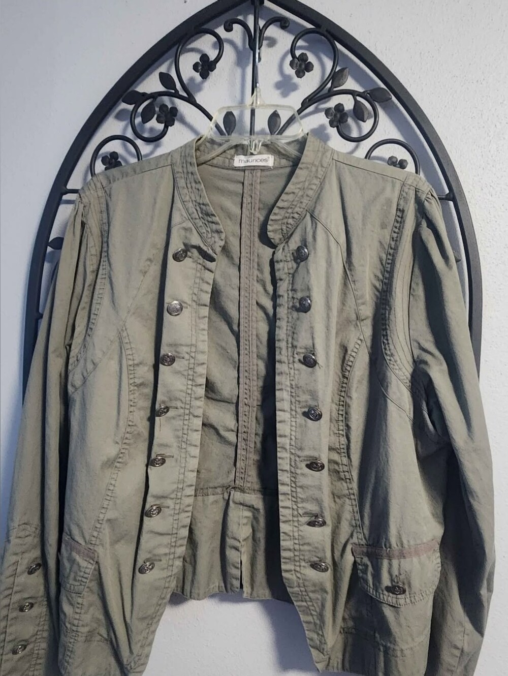 Maurices Military Style Button Utility Jacket Olive Green 0X GUC